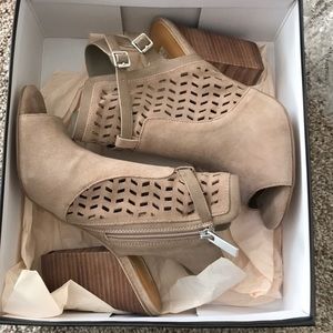 BCBG open toe booties
